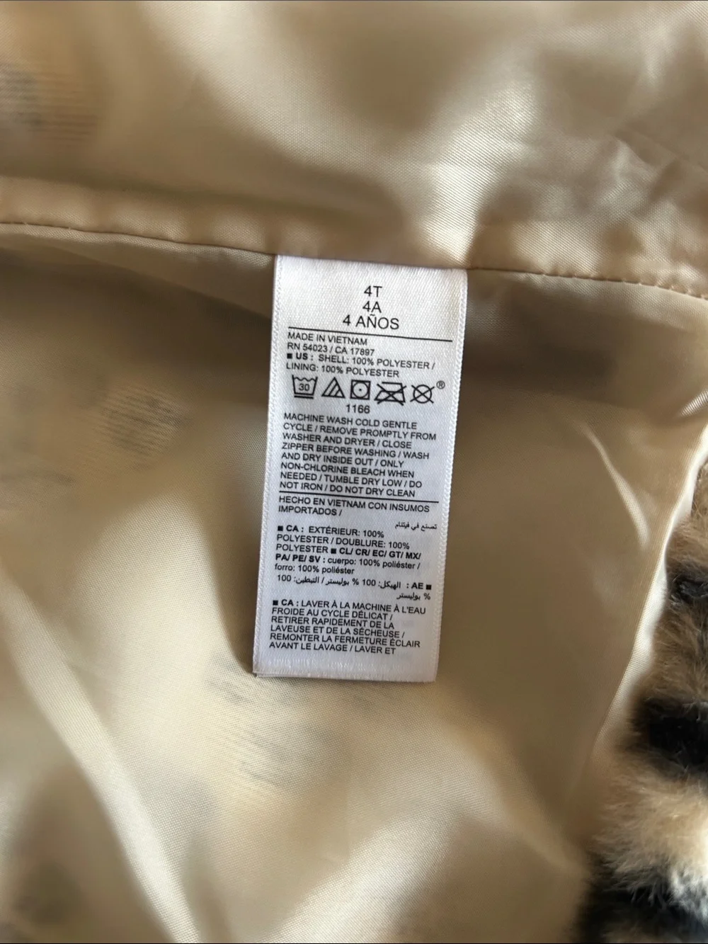 Old Navy Leopard Print Faux Fur Hooded Jacket - Beige and Black